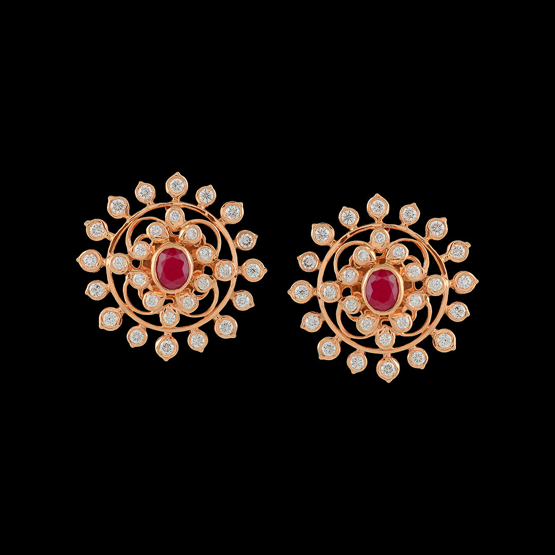 Sukai Jewels Ethnic Traditional Western Flower Design Diamond Studded Daily  Wear Stud Earring for Women and Girls - SUKAI JEWELS - 3793420